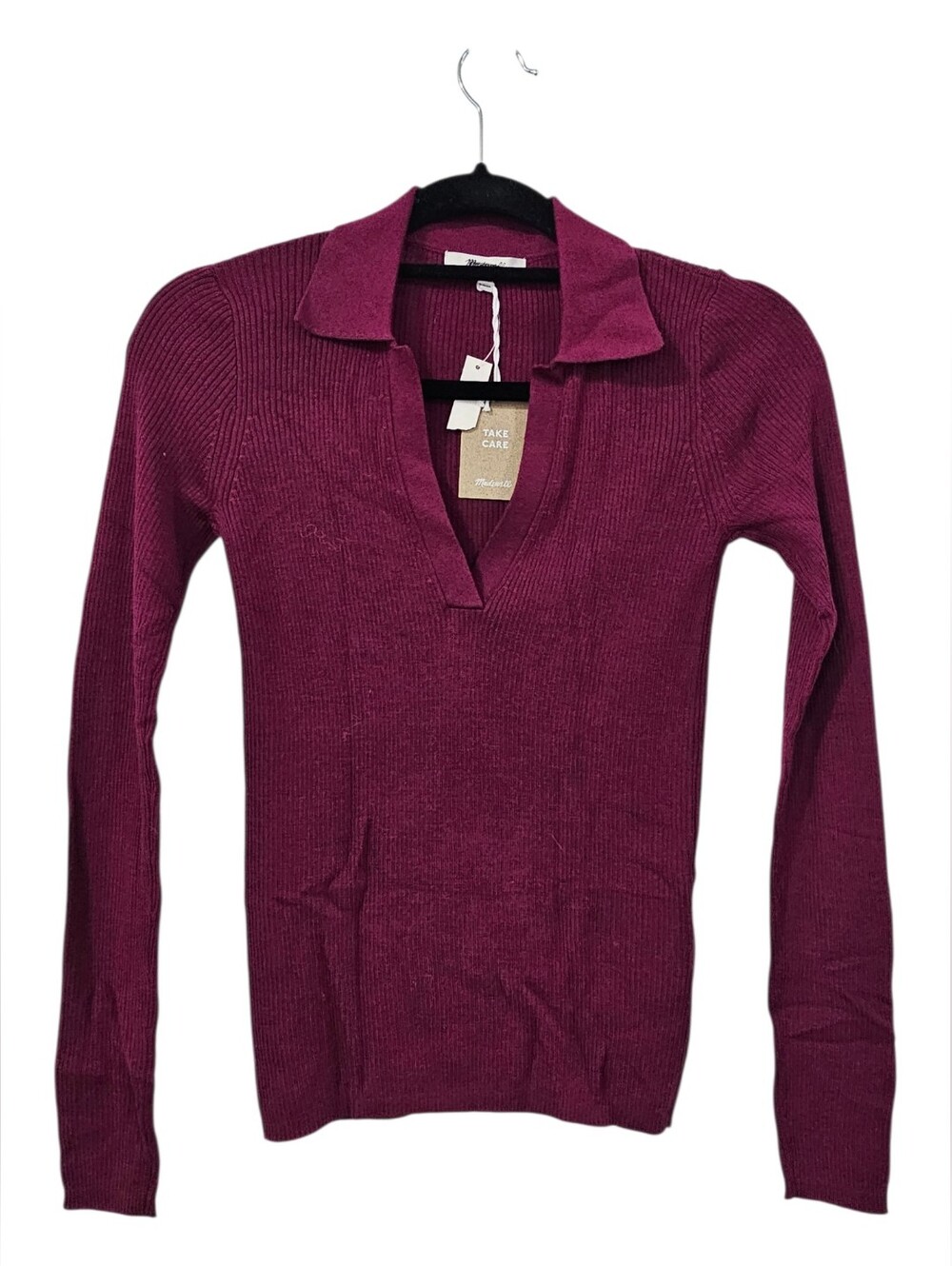NWT Madewell Johnny-Collar Sweater in Merino-Silk Blend Size XS